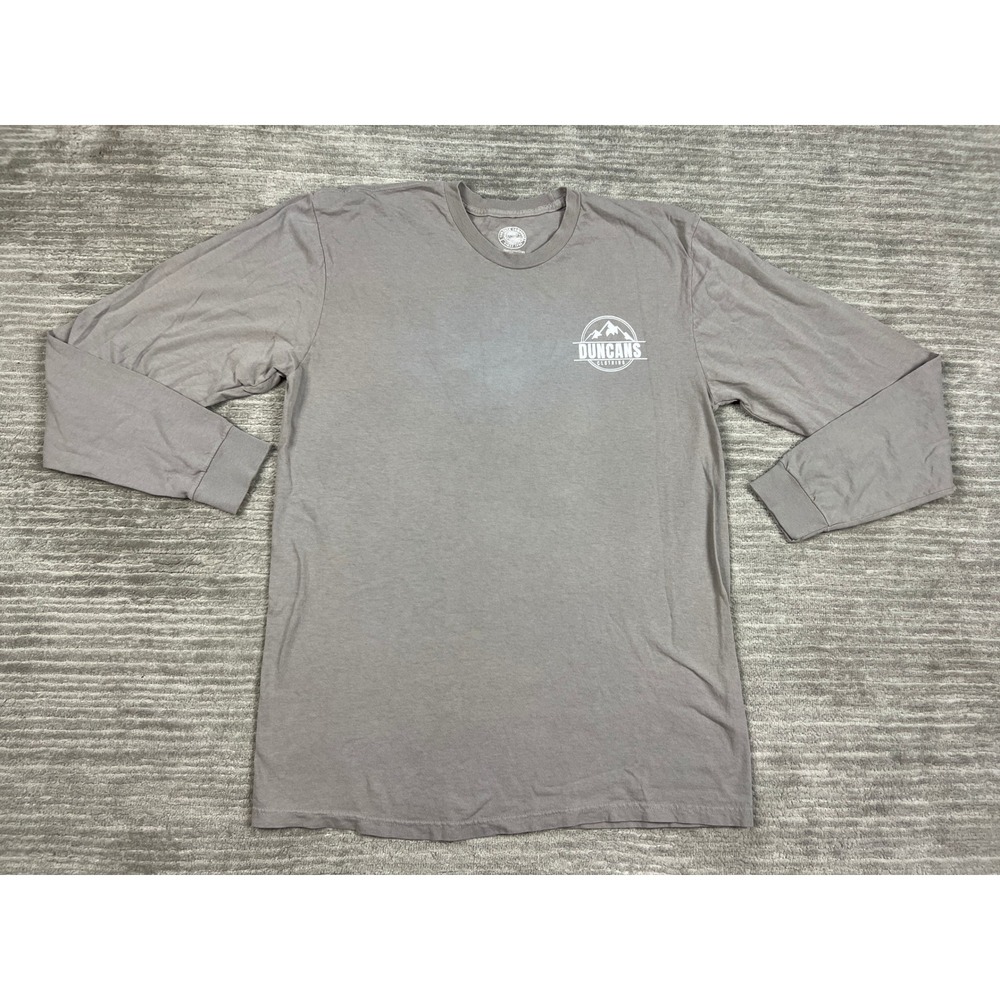The Duck Company Graphic T-Shirt Mens Large Gray Duncans Clothing Long Sleeve